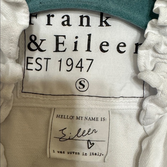 Frank and Eileen distressed White Ruffled Collar Button-Up Shirt - Picture 2 of 7